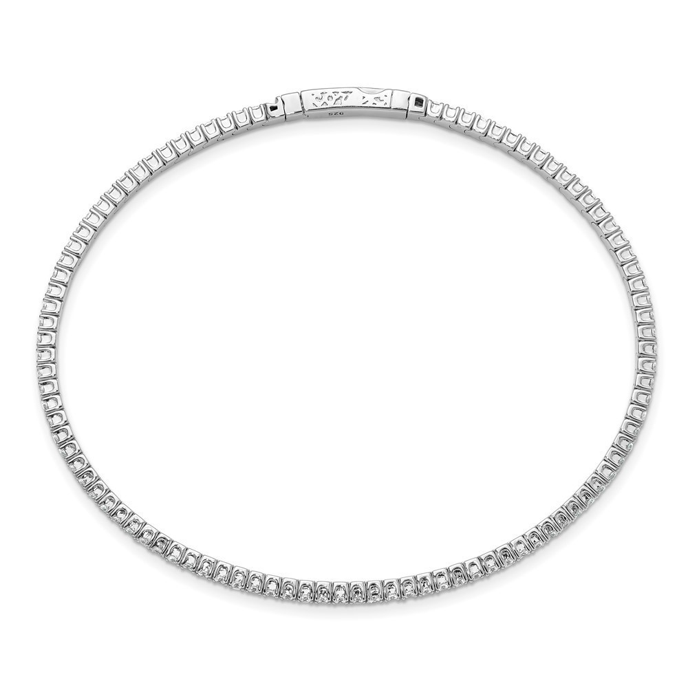 925 Sterling Silver 1.7mm CZ Flexible Bangle Bracelet, choose 7 or 8 inch - Picture 2 of 4
